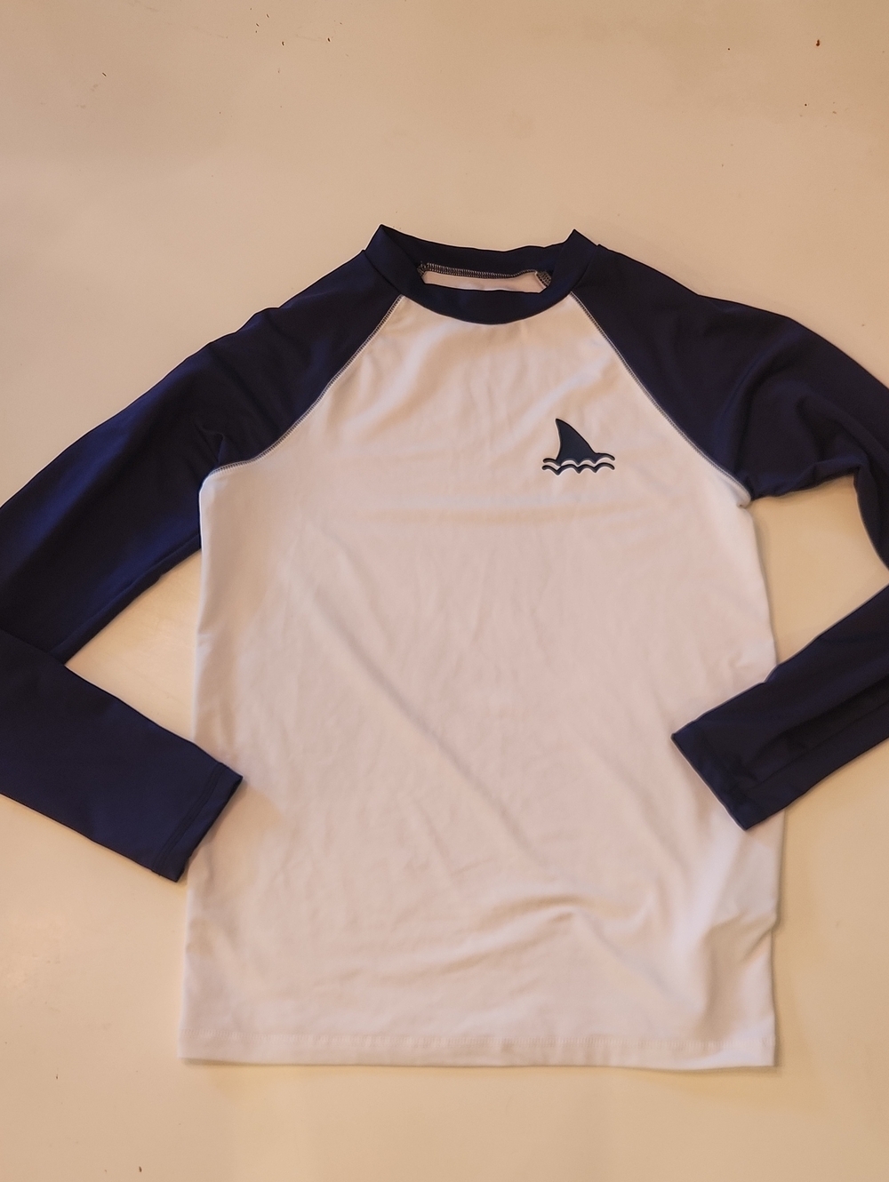 Cat & Jack Shark Rashguard Swim Shirt White Blue XL